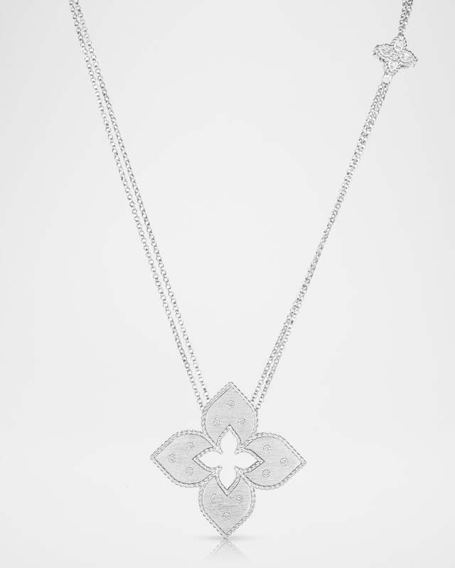 18K Yellow Gold Venetian Princess Necklace with Diamonds, 30"L